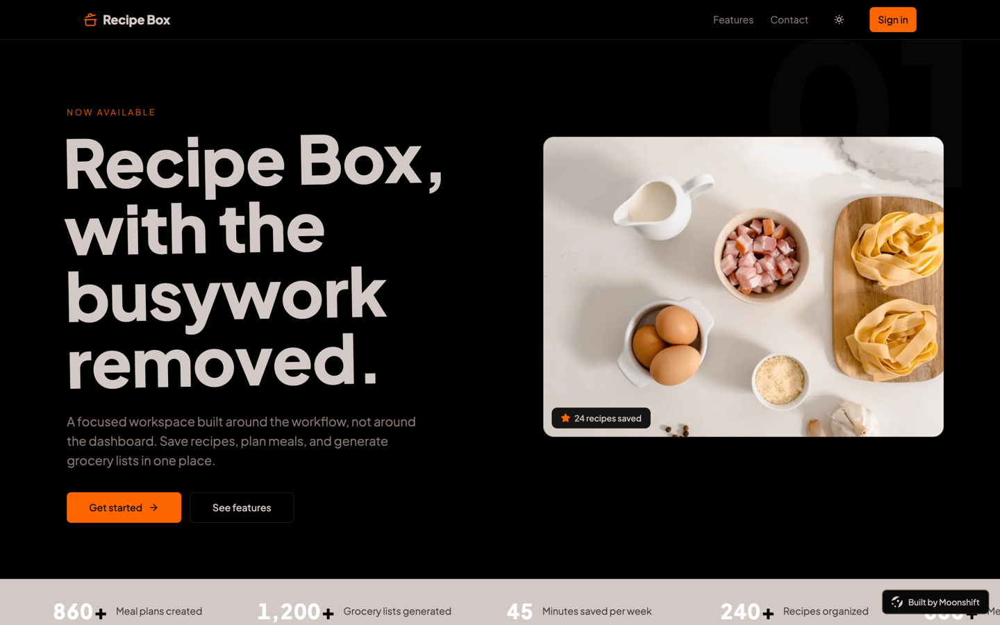 Recipe Box hero image (dark mode)